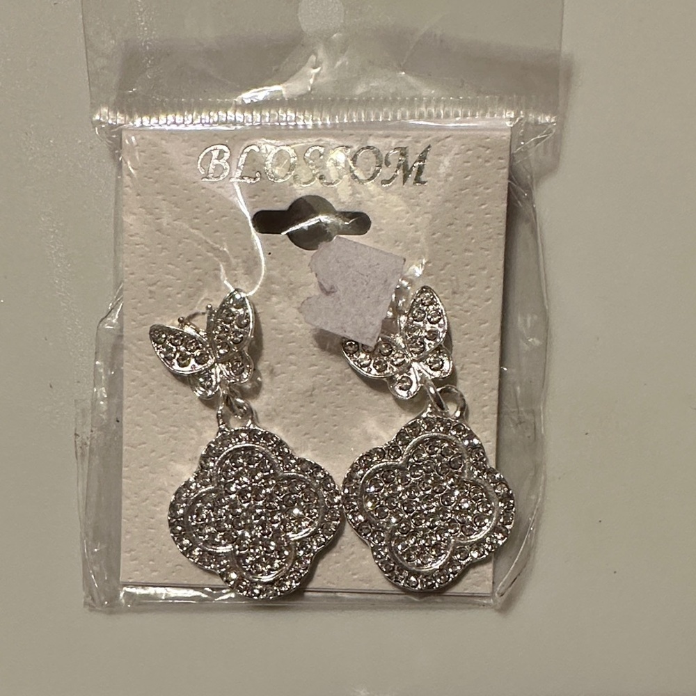Silver Butterfly Dangle Earrings